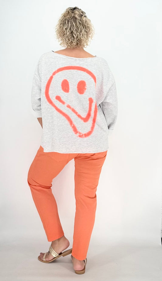 Sweatshirt in grau, "SMILE"