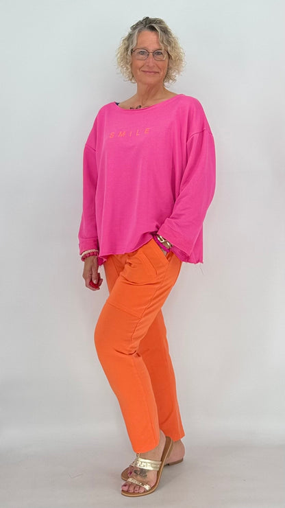 Sweatshirt in rosa, "SMILE"