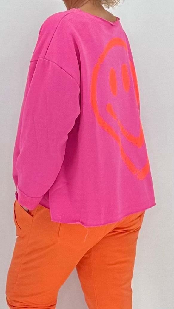 Sweatshirt in rosa, "SMILE"