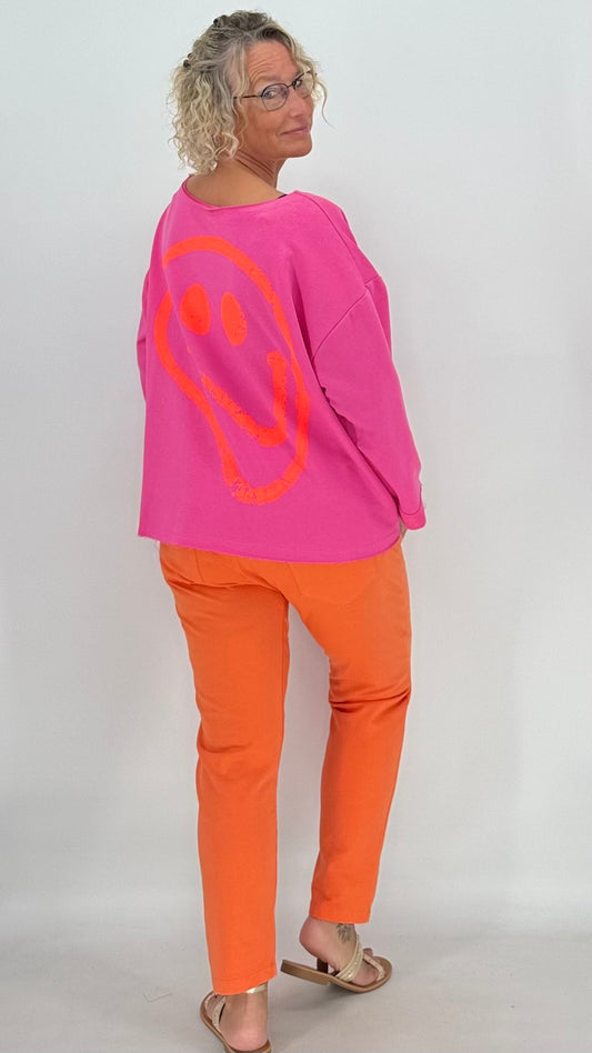 Sweatshirt in rosa, "SMILE"