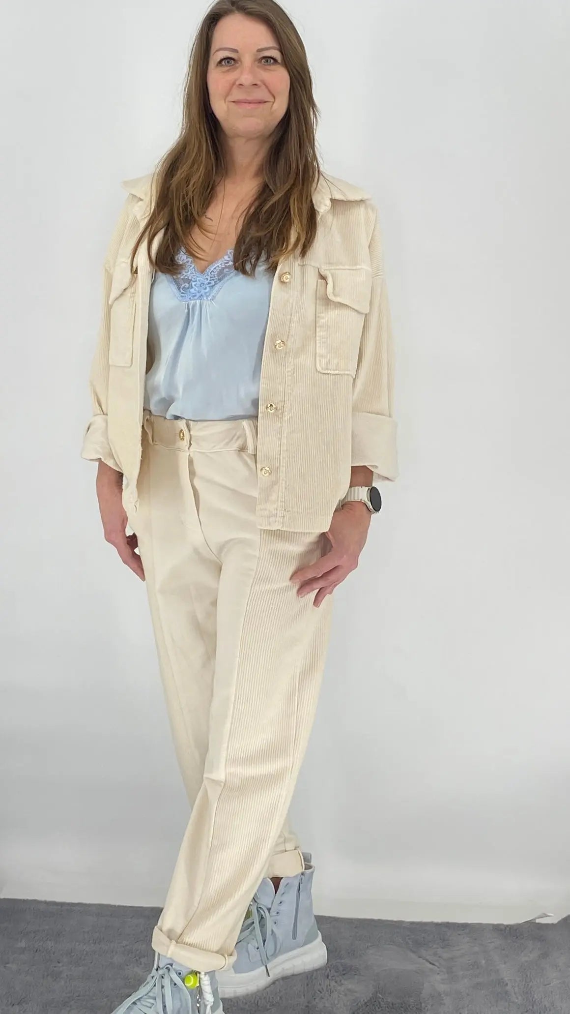 Hose Cord mit Jersey, beige - By Elena FashionBy Elena Fashion