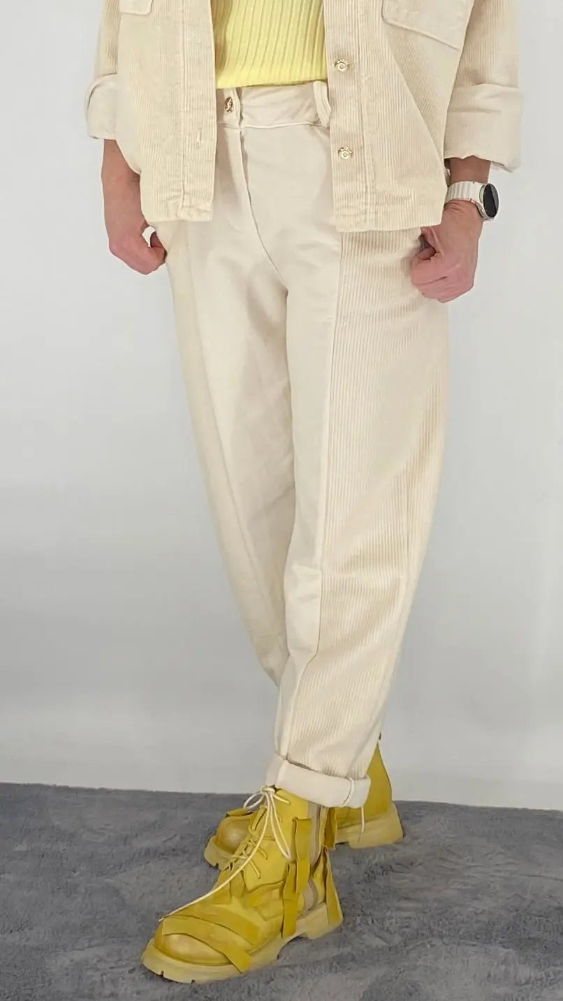 Hose Cord mit Jersey, beige - By Elena FashionBy Elena Fashion