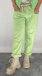 Cozy Hose mit Gürtel, Grün, Blau - By Elena FashionBy Elena Fashion
