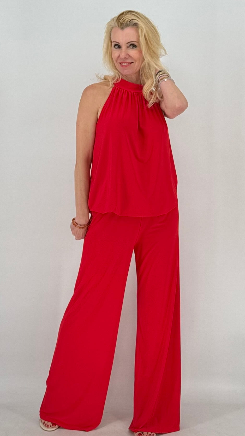 Damen Set, Hose und Neckholder-Top, in Rot