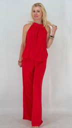 Damen Set, Hose und Neckholder-Top, in Rot