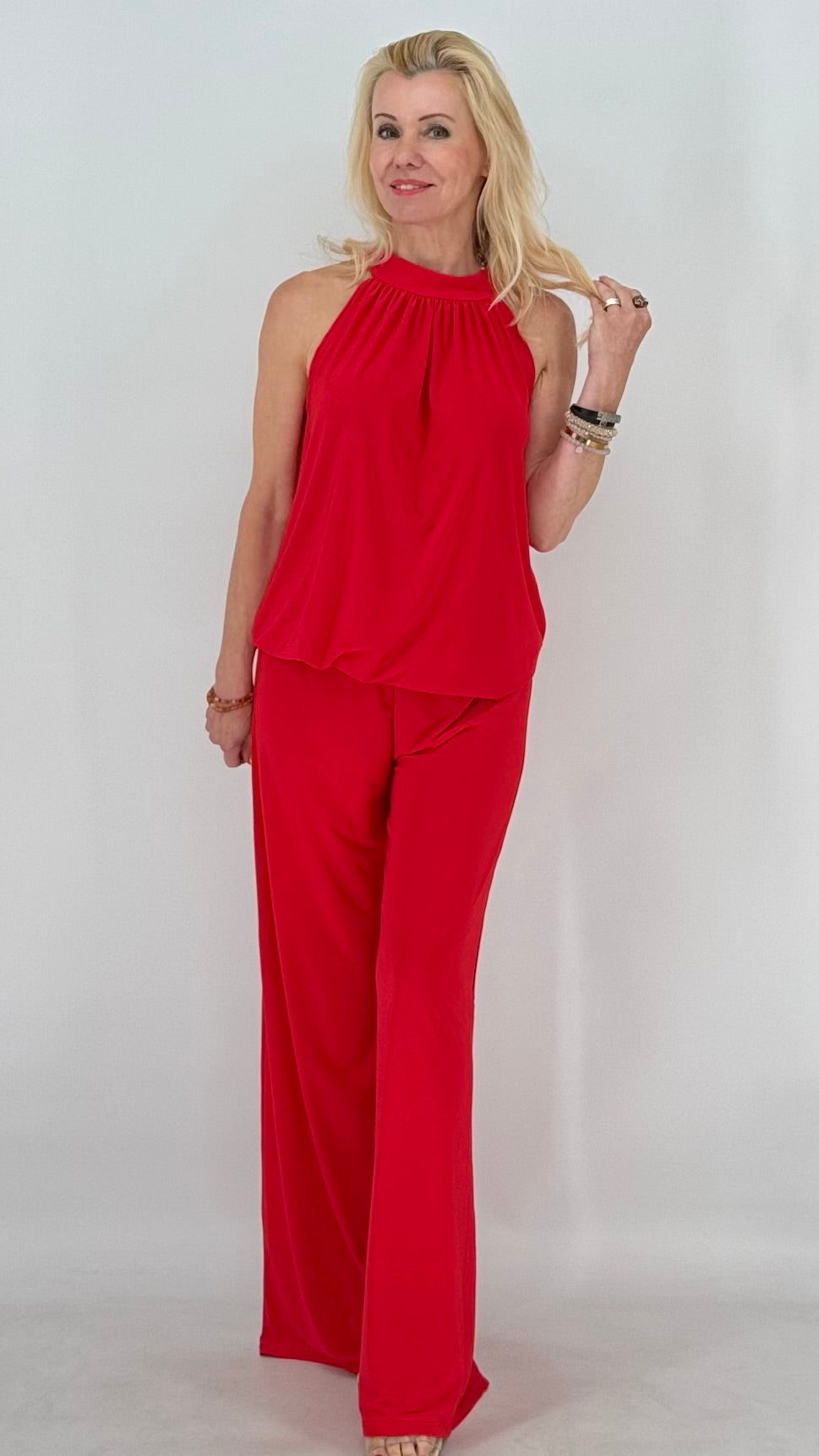 Damen Set, Hose und Neckholder-Top, in Rot