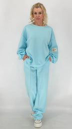 Cozy Hose mit Biese, türkis - By Elena FashionBy Elena Fashion