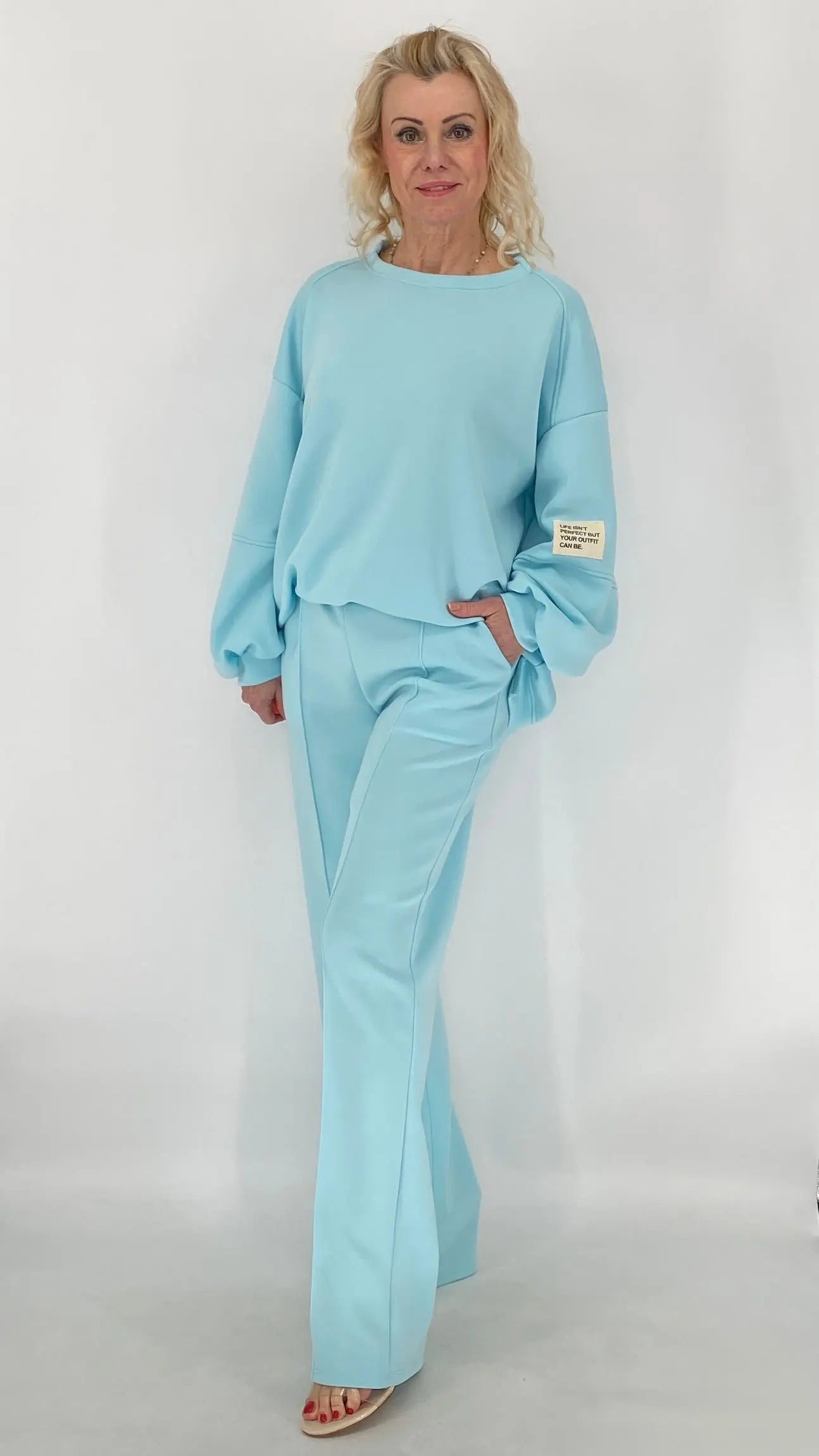 Cozy Hose mit Biese, türkis - By Elena FashionBy Elena Fashion