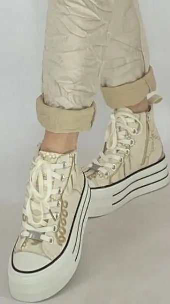 Sneaker mit Plateausohle, beige 8 - 140 - By Elena FashionBy Elena Fashion