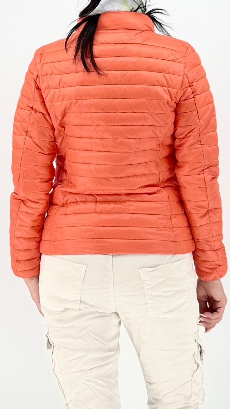 Steppjacke, orange, blau