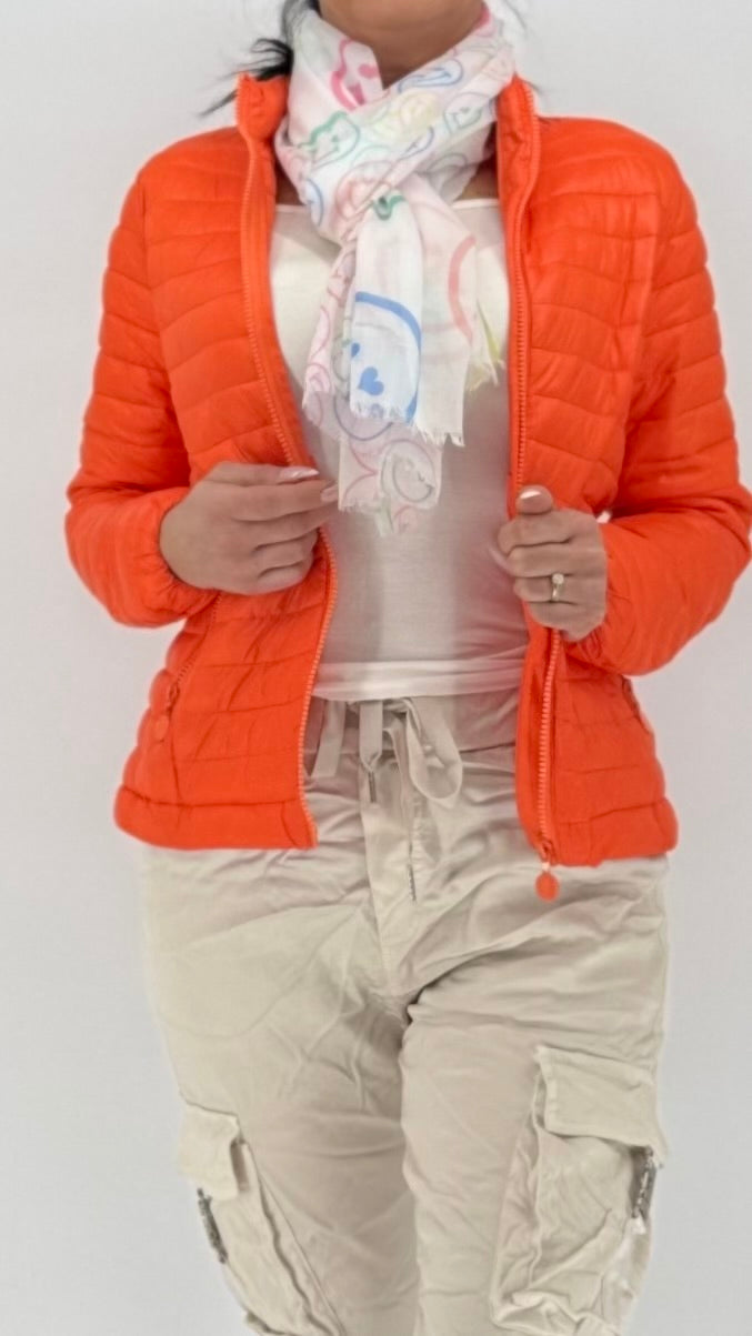 Steppjacke, orange, blau