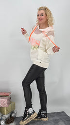 Sweatshirt mit raffiniertem Netzdesign, weiß