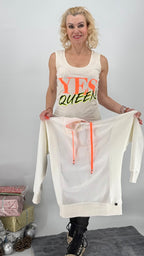 Sweatshirt mit raffiniertem Netzdesign, weiß