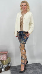 Kuschelige Strickjacke mit Details,weiß, schwarz