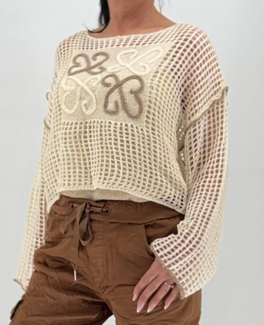 Netz Shirt beige