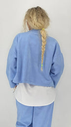 Jacke in Veloursleder - Optik, in Blau, Rosa, Beige - By Elena FashionBy Elena Fashion
