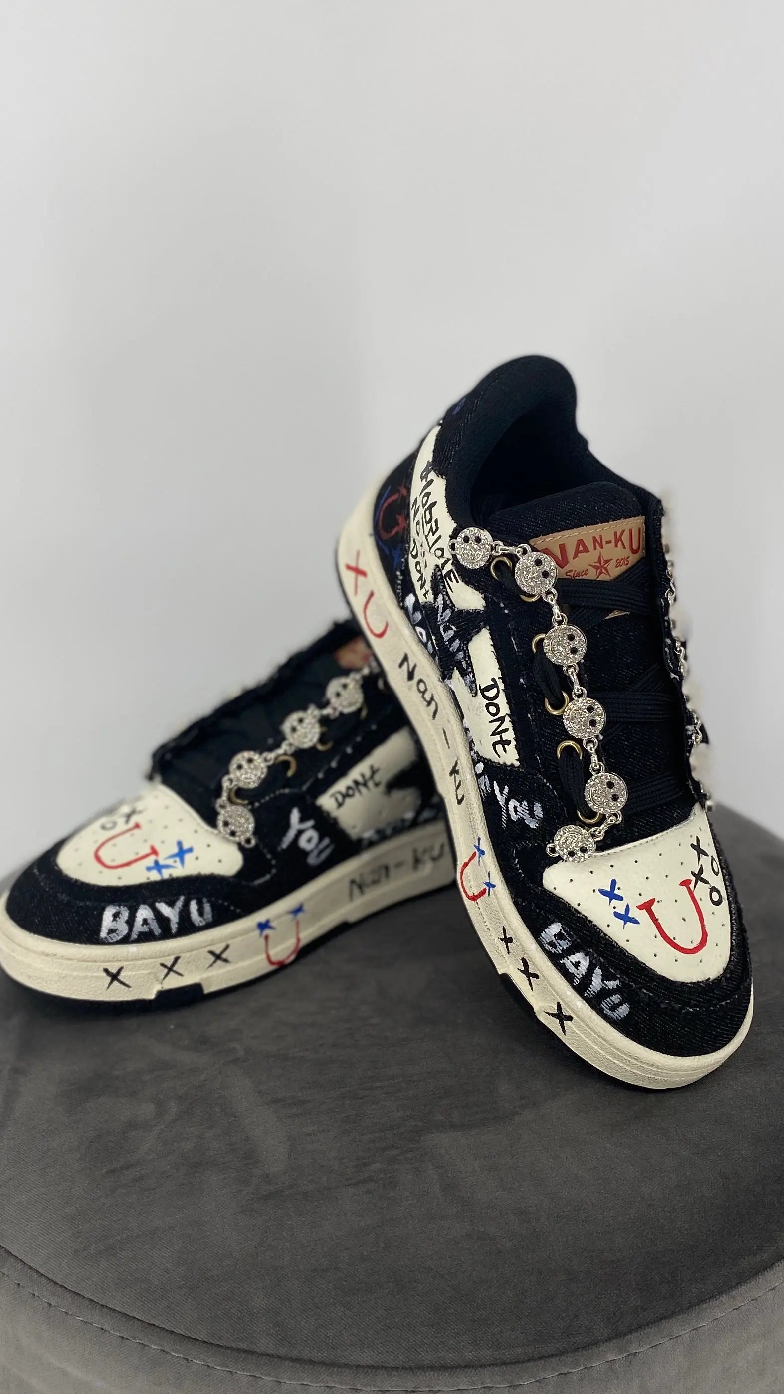 Sneaker NAN - KU "Smiley", beige, schwarz - By Elena FashionBy Elena Fashion