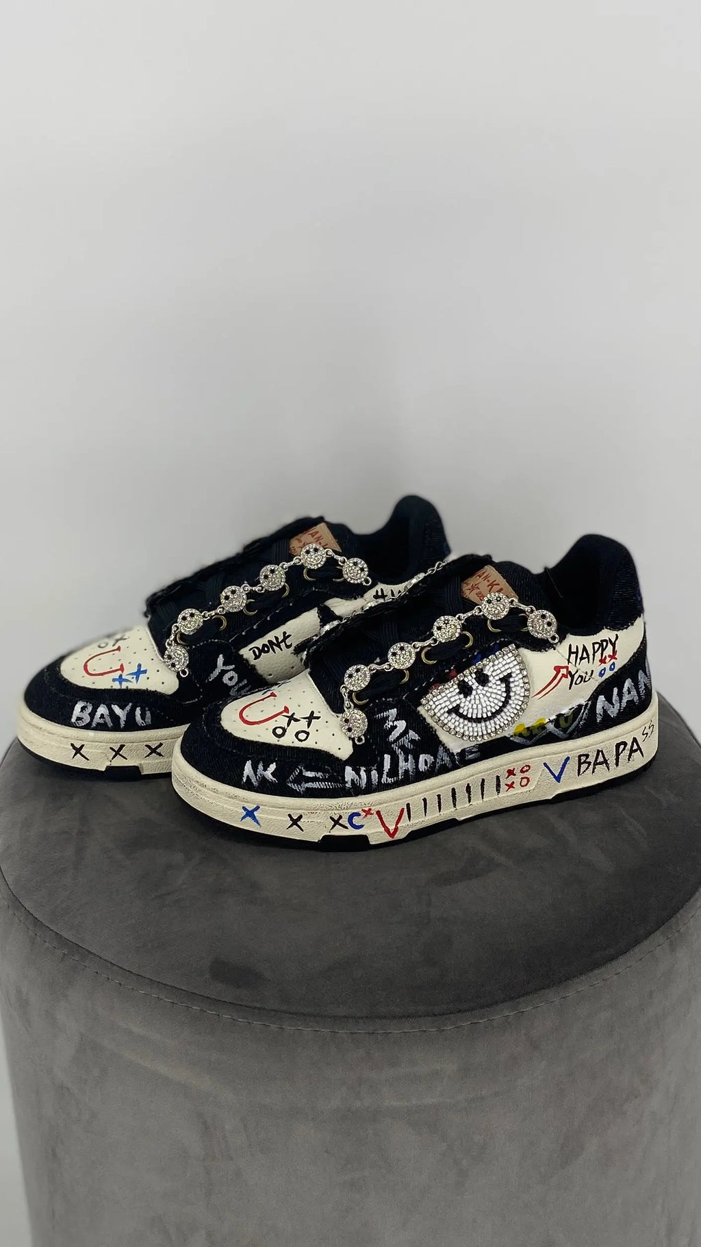 Sneaker NAN - KU "Smiley", beige, schwarz - By Elena FashionBy Elena Fashion