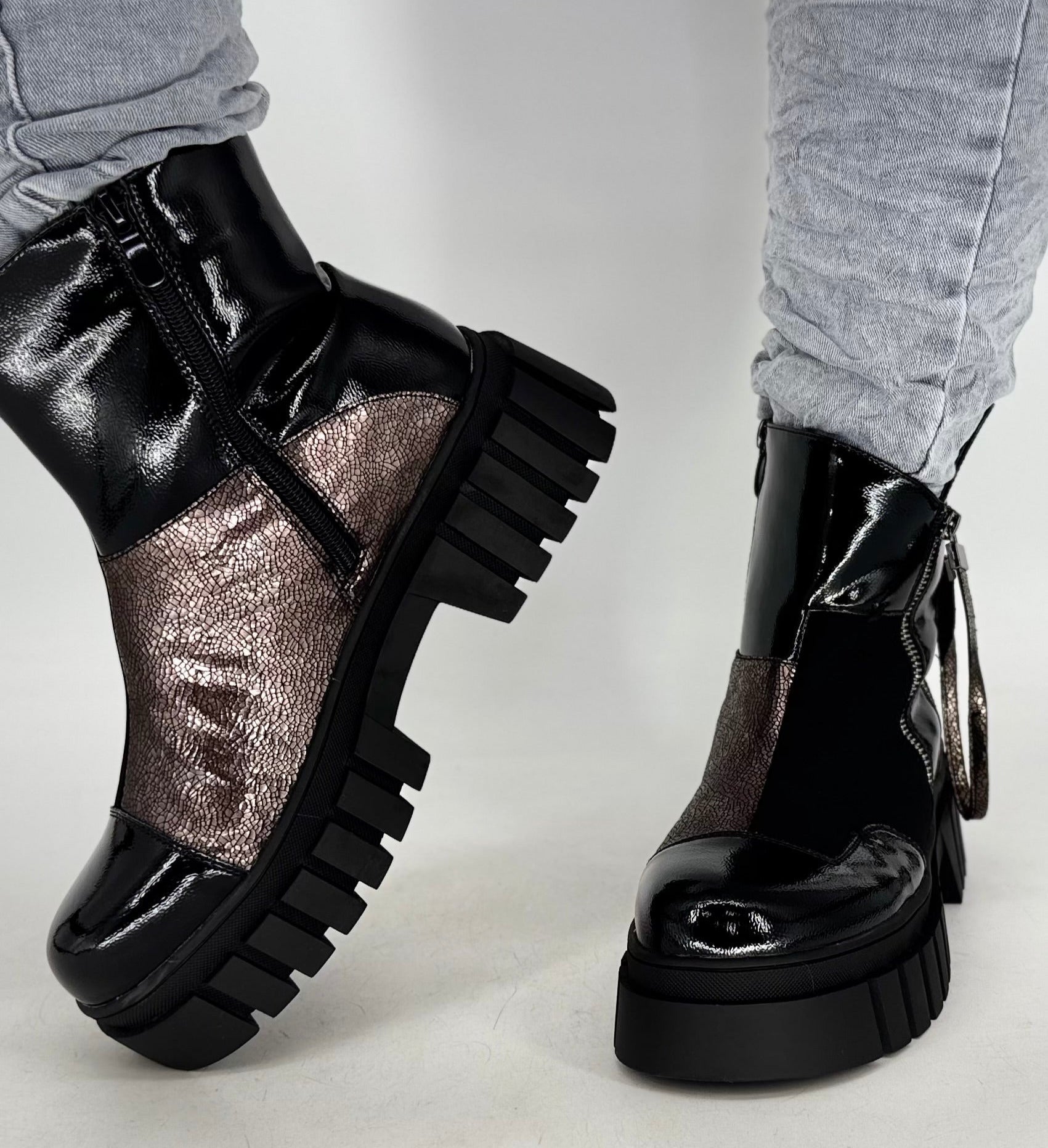 Boots schwarz/petwer lack A-916