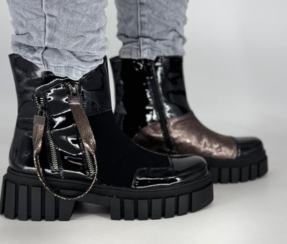 Boots schwarz/petwer lack A-916