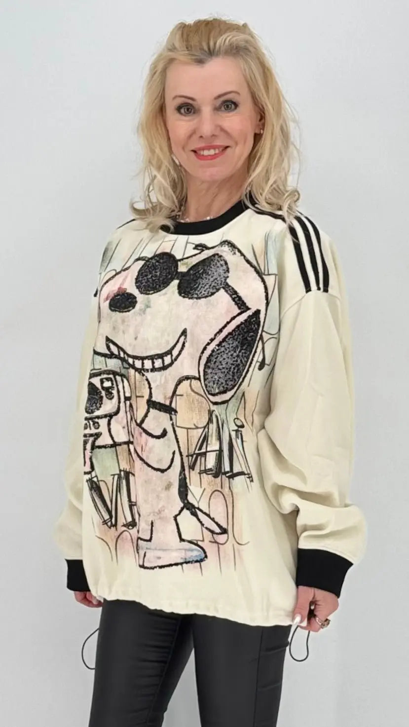 Sweatshirt "Snoopy", in beige und schwarz - By Elena FashionBy Elena Fashion
