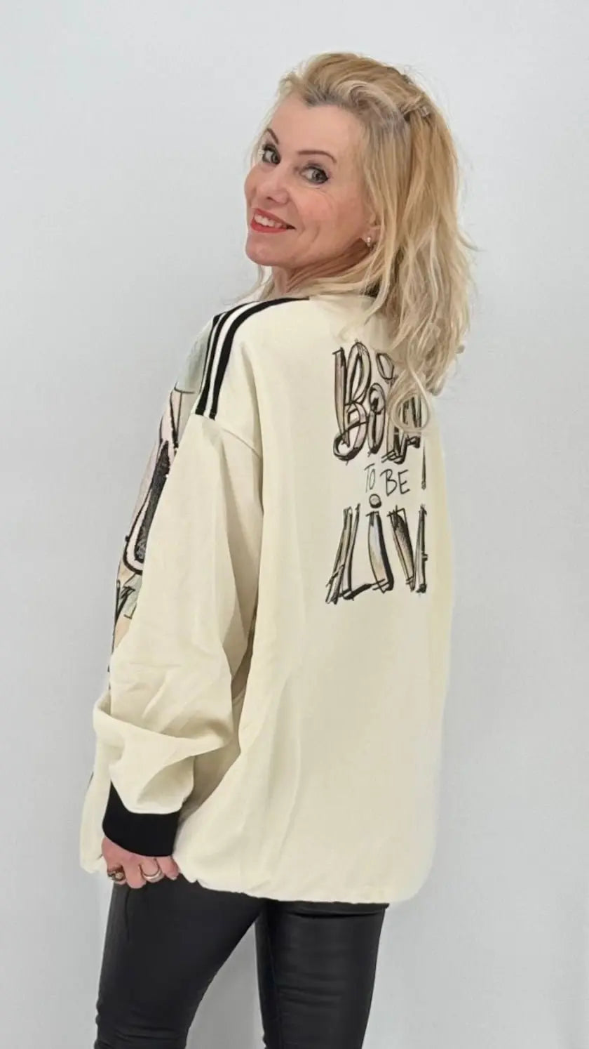 Sweatshirt "Snoopy", in beige und schwarz - By Elena FashionBy Elena Fashion