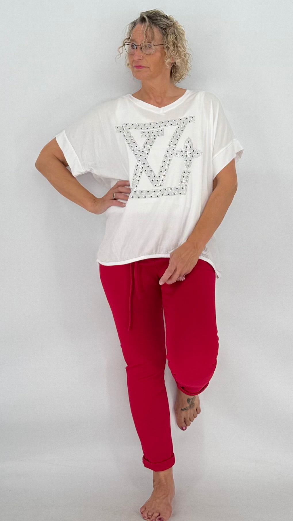 T-Shirt "LV*", weiß
