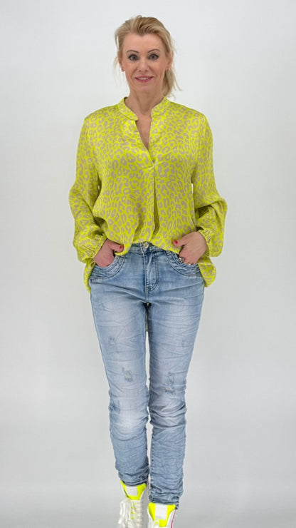 Bluse 100% Viscosa, gelb/beige