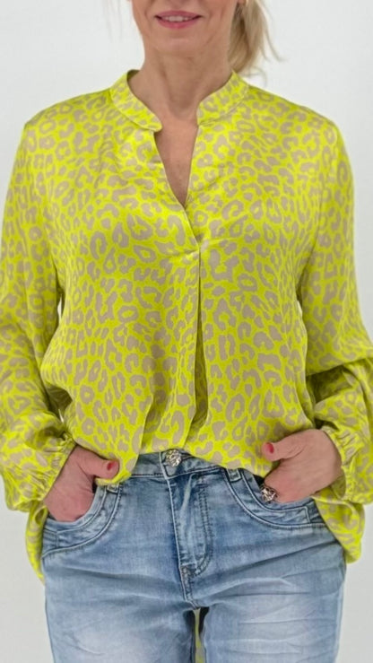 Bluse 100% Viscosa, gelb/beige