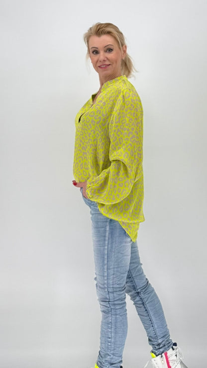 Bluse 100% Viscosa, gelb/beige