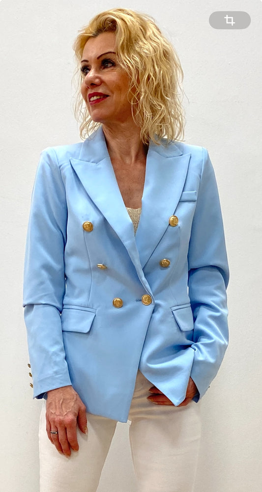 Hellblauer Blazer mit Designer Knöpfen