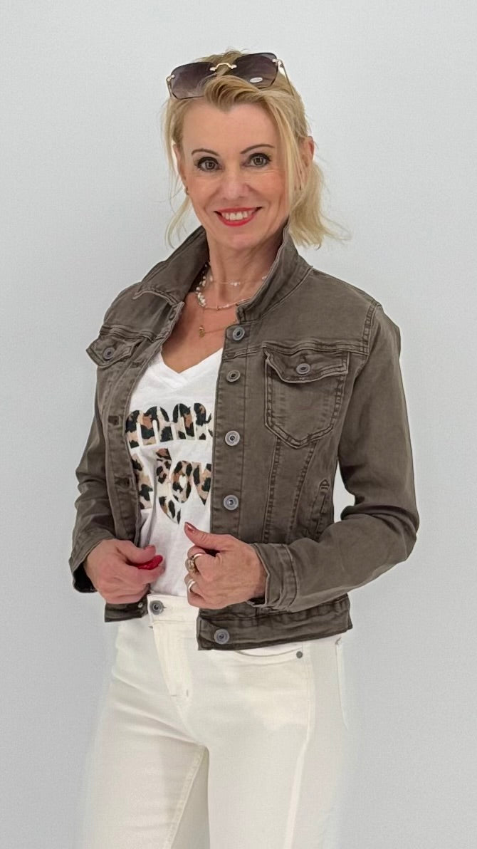 Jeans Jacke "light Denim", braun
