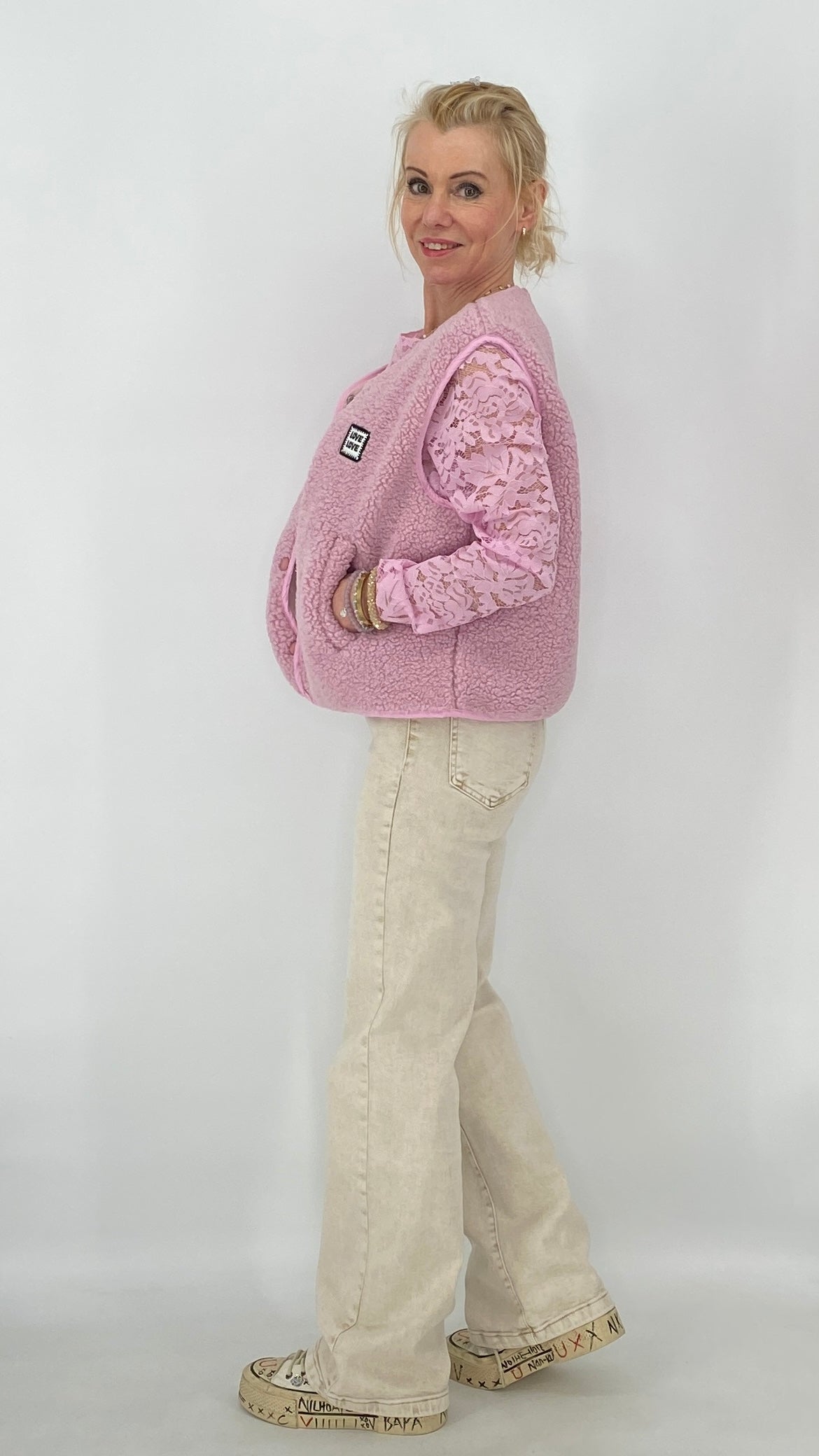 Weste mit Knöpfen, rosa