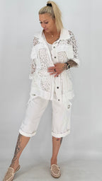 Sommer Jacke, ausgefranst mit Spitzeneinsatz