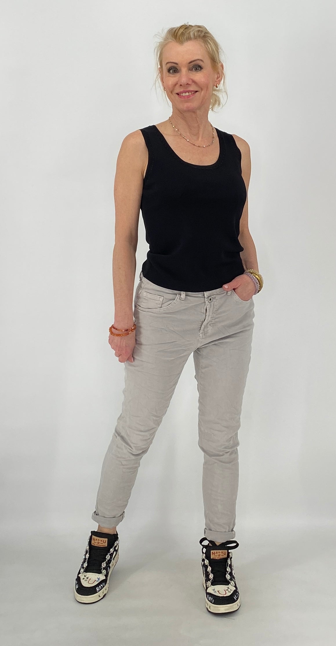 Top "CHERRY",  beige, schwarz, rosa