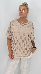 Camouflage Shirt Damen Oversize in Beige