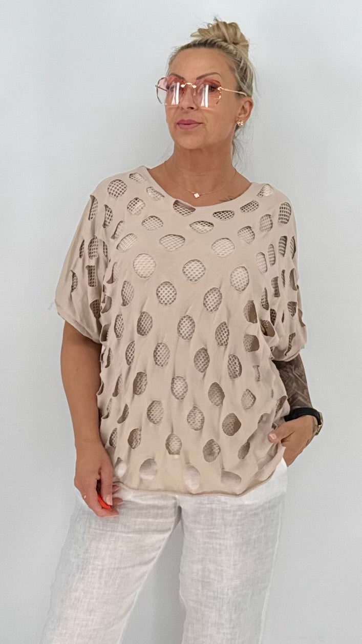 Camouflage Shirt Damen Oversize in Beige