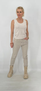 Hose MC, beige, weiß