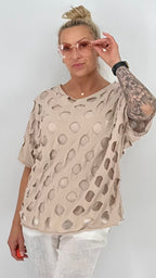 Camouflage Shirt Damen Oversize in Beige