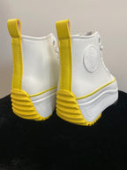 Sneaker "Smiley" weiß/gelb  mit silver metallic Zunge LS-671