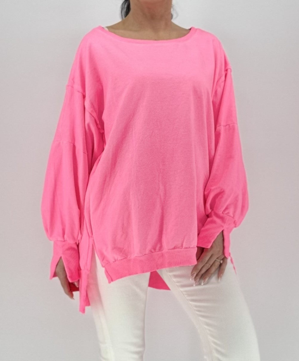 Sweatshirt ESViViD "LOVE ME" neonrosa