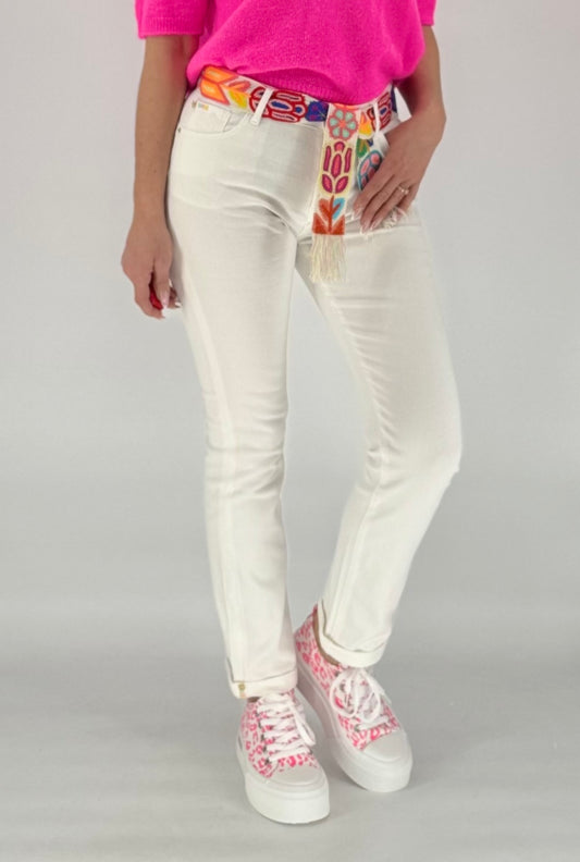 Jeans Hose mit Gürtel, weiß