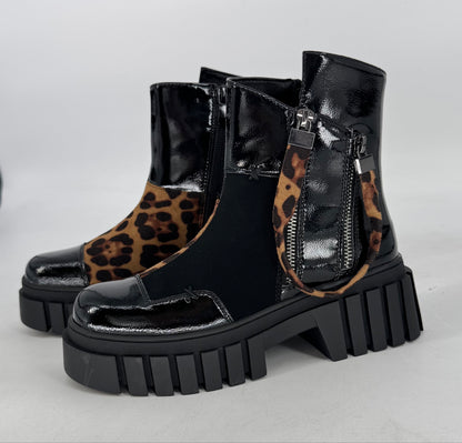 Boots schwarz/Leo lack A-916