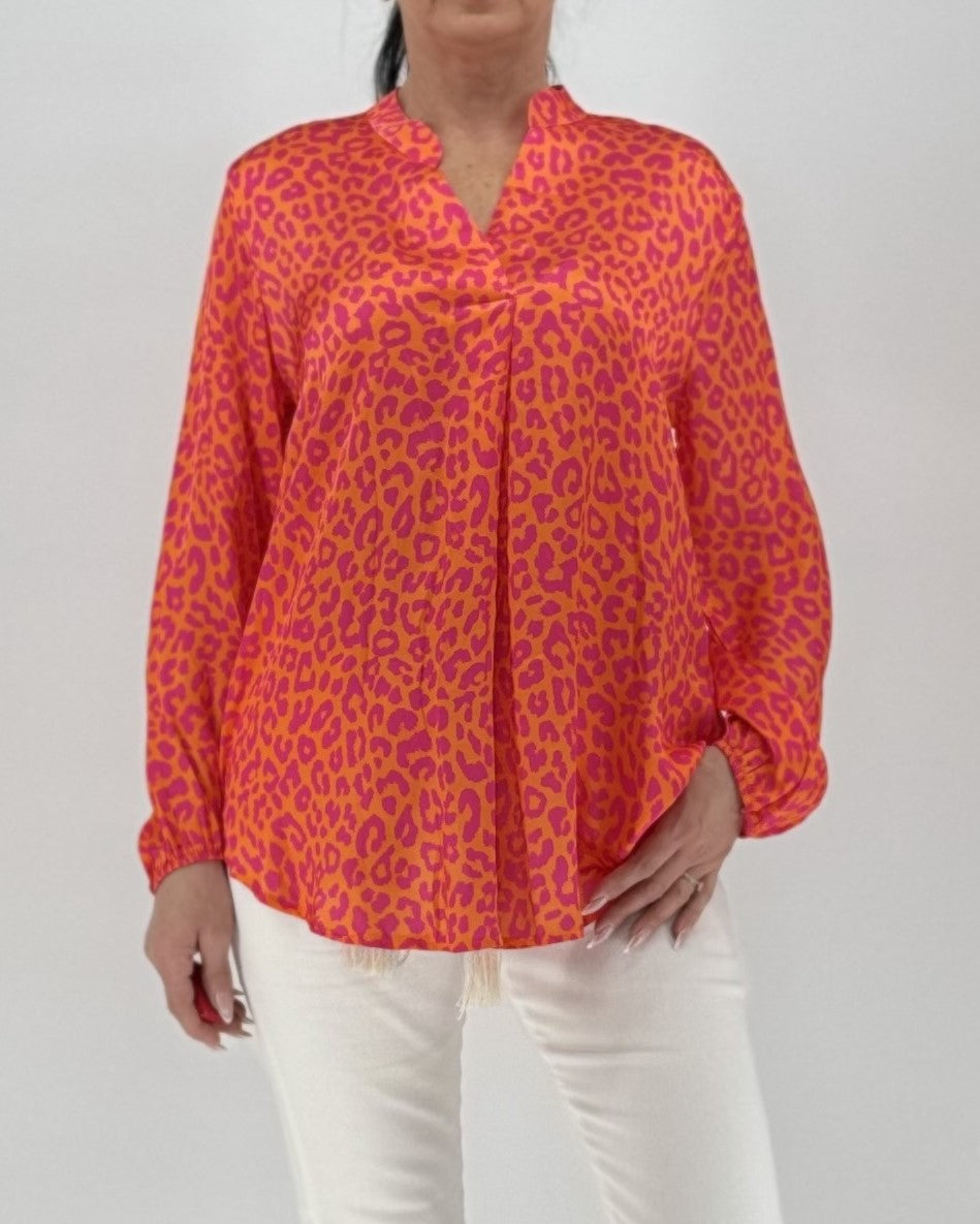 Bluse 100% Viscosa, orange/pink