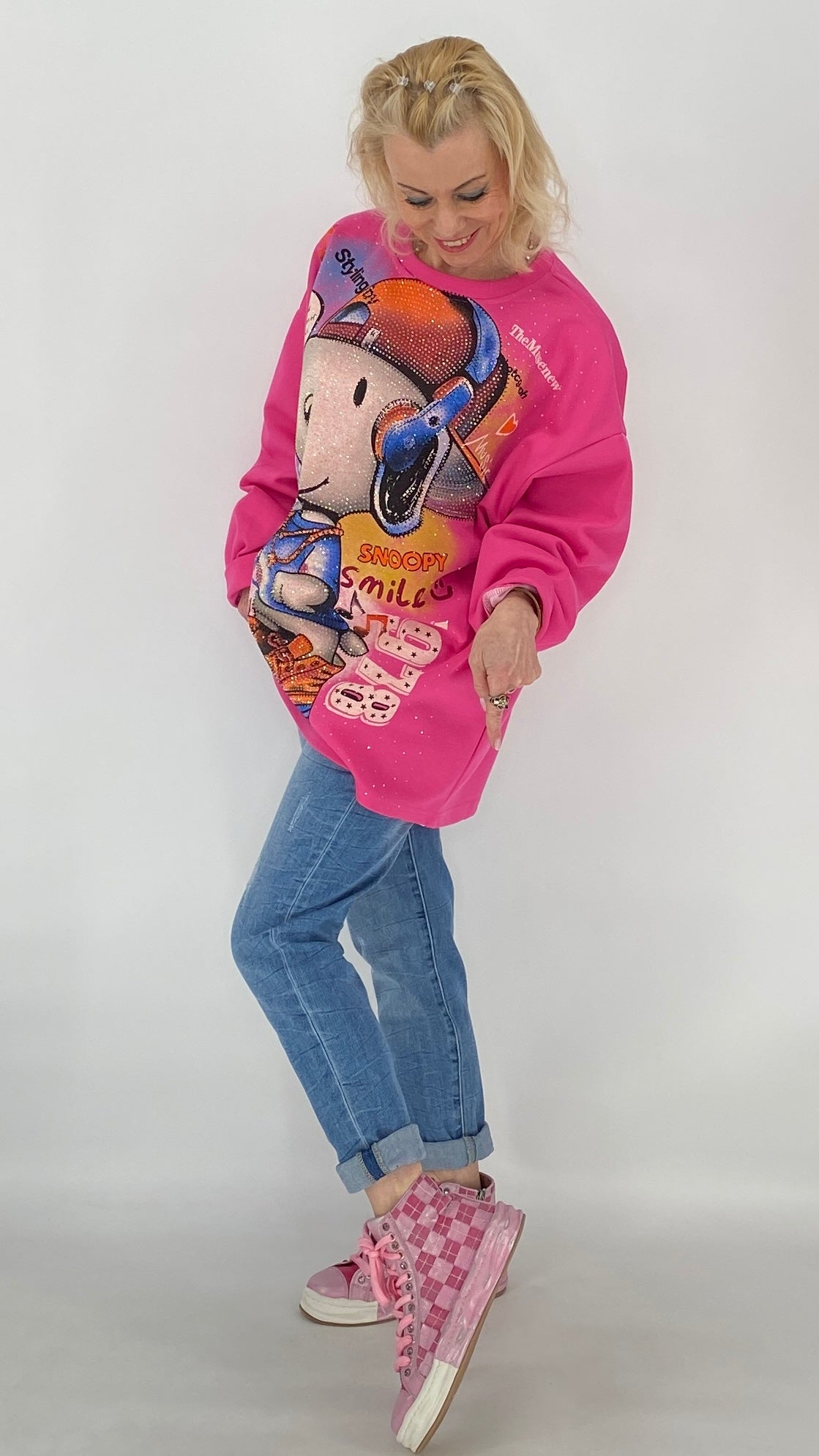 Shirt "Snoopy", weiß, pink