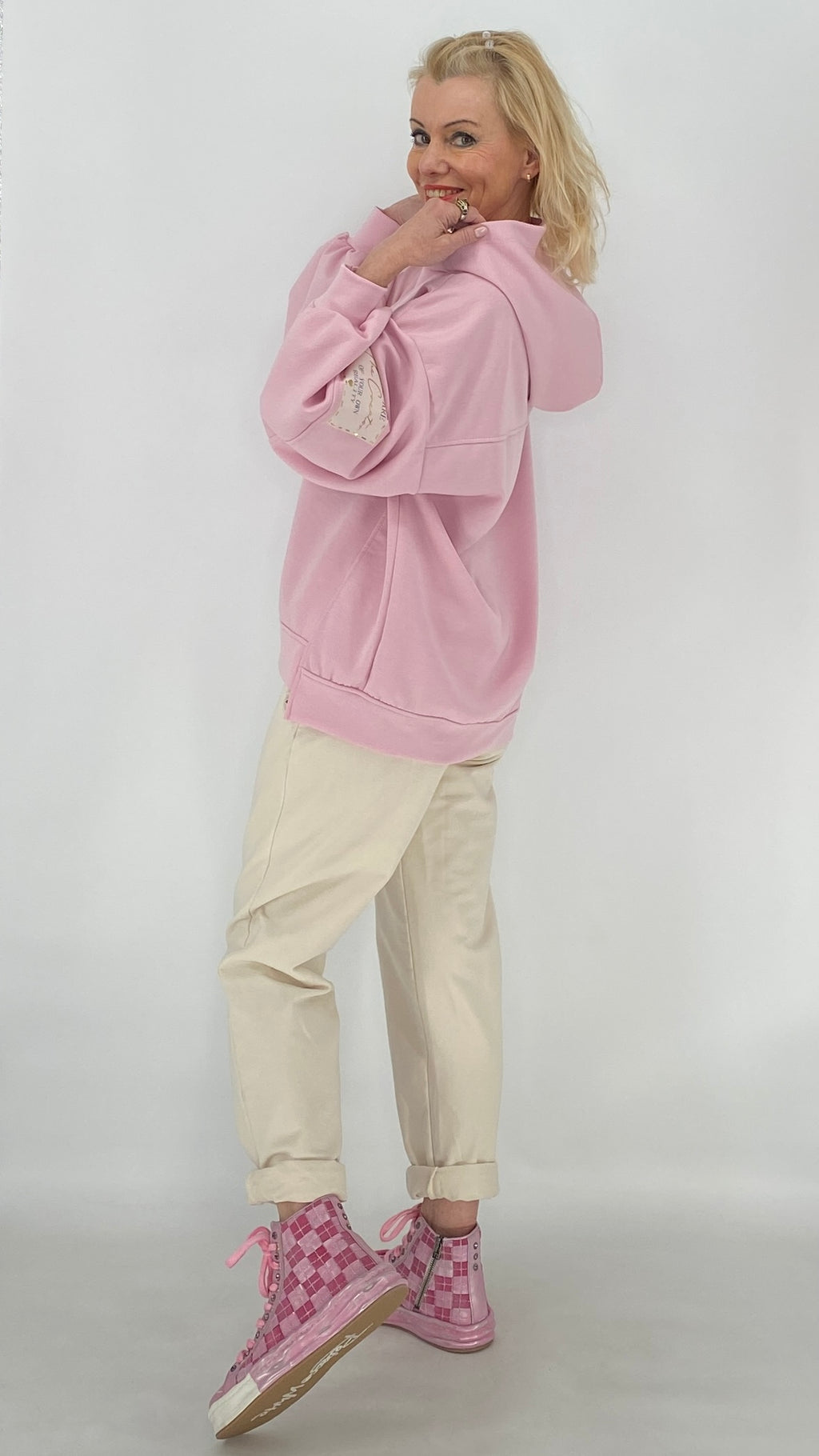 Hoodie in Rosa, Pink, Beige