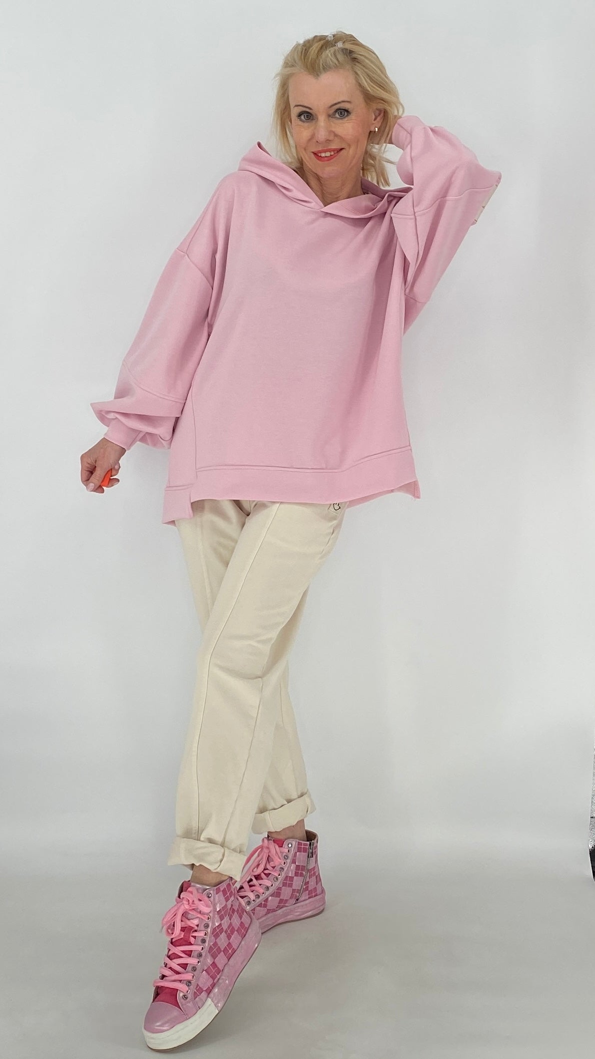 Hoodie in Rosa, Pink, Beige