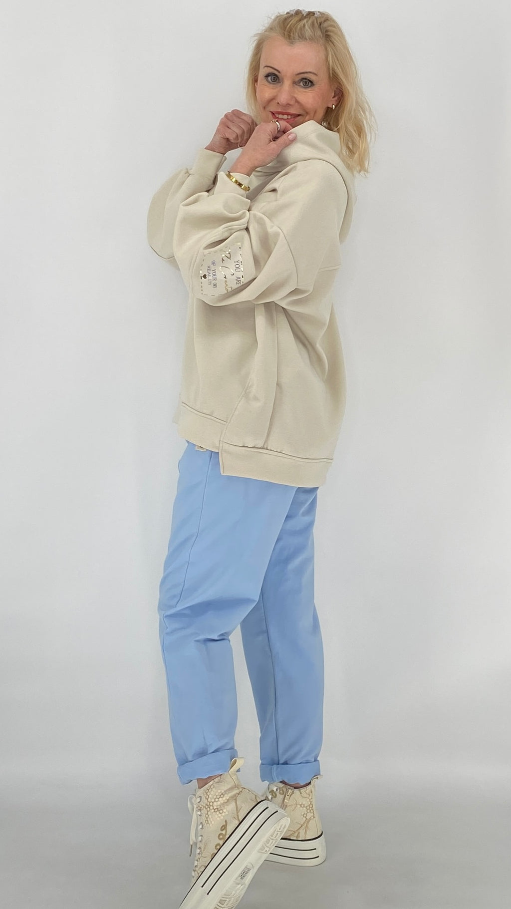 Hoodie in Rosa, Pink, Beige