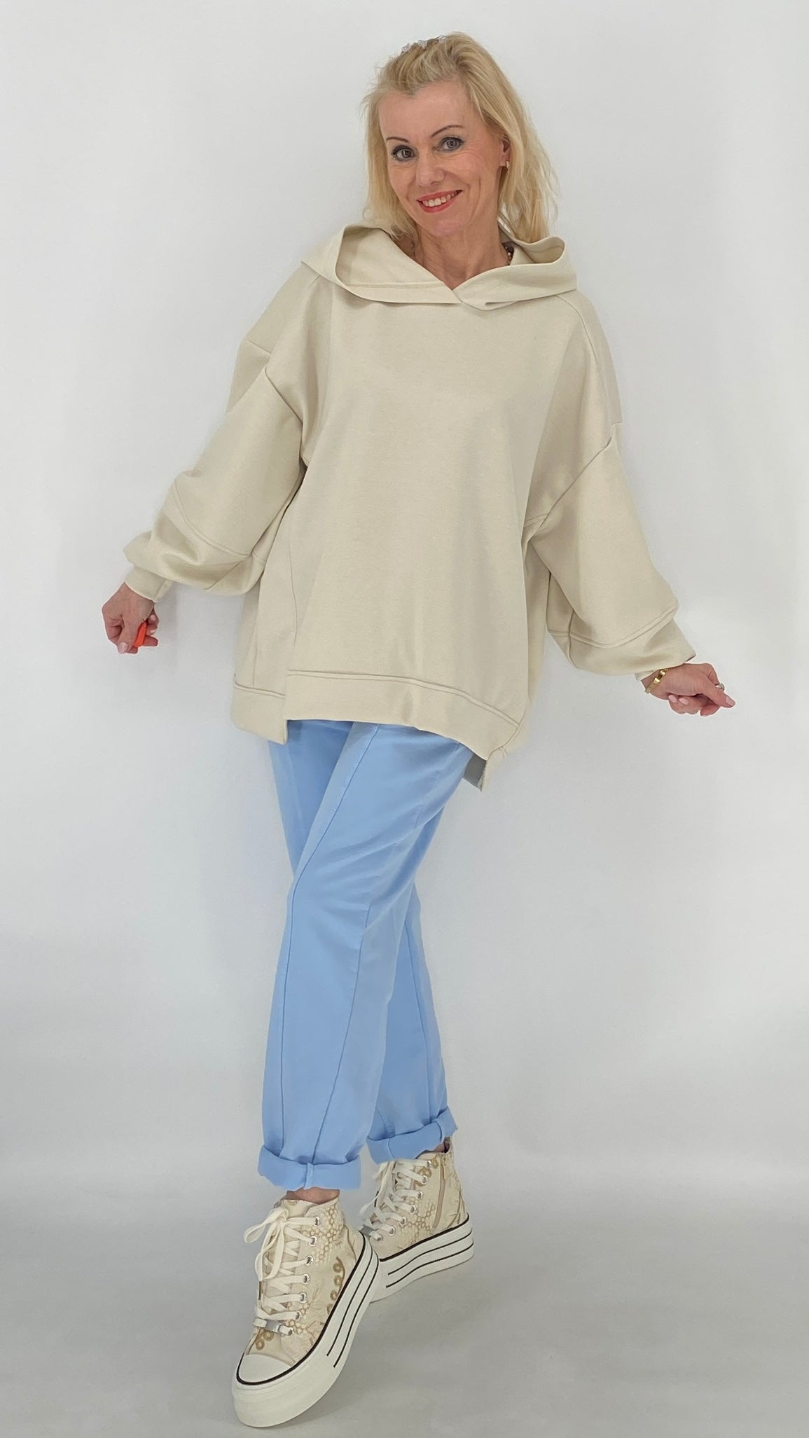 Hoodie in Rosa, Pink, Beige