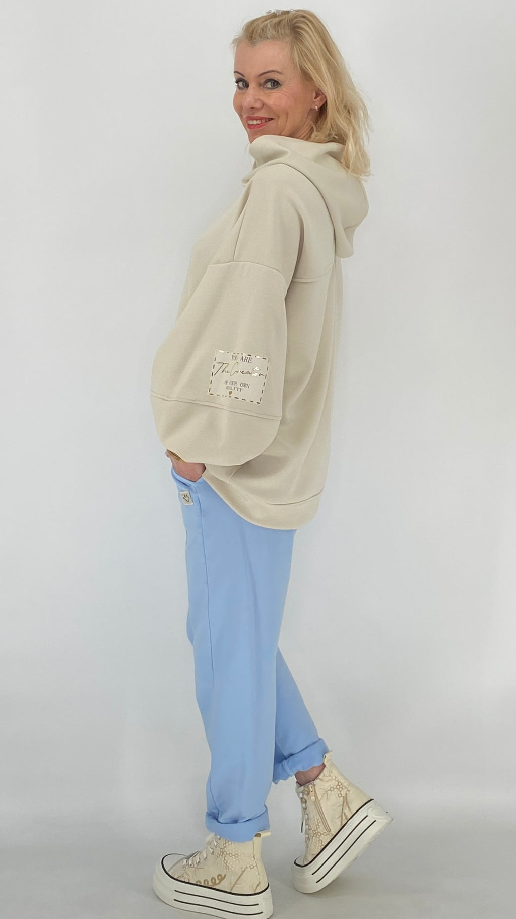 Hoodie in Rosa, Pink, Beige